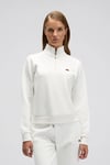 Pamuklu Regular Fit Yarım Fermuarlı Dik Yaka Kadın Sweat EF557-OF BEYAZ