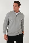 Pamuklu Regular Fit Yarım Fermuarlı Dik Yaka Erkek Sweat 5905716 GRİ
