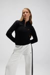 Pamuklu Regular Fit Yarım Fermuarlı Dik Yaka Kadın Sweat EF557-BK SİYAH