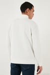 Pamuklu Regular Fit Yarım Fermuarlı Dik Yaka 2'li Paket Erkek Sweat 5905716S2 Antrasit-Ekru
