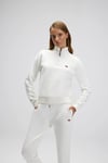 Pamuklu Regular Fit Yarım Fermuarlı Dik Yaka Kadın Sweat EF557-OF BEYAZ