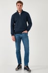 Pamuklu Regular Fit Yarım Fermuarlı Dik Yaka Erkek Sweat 59052592 KOYU LACİVERT