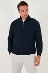 Pamuklu Regular Fit Yarım Fermuarlı Dik Yaka Erkek Sweat 5905716 KOYU LACİVERT