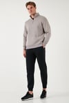 Pamuklu Regular Fit Yarım Fermuarlı Dik Yaka Erkek Sweat 59052592 Kül