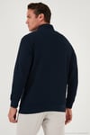 Pamuklu Regular Fit Yarım Fermuarlı Dik Yaka 2'li Paket Erkek Sweat 5905716S2 Koyu Lacivert-Taş