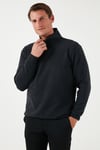 Pamuklu Regular Fit Yarım Fermuarlı Dik Yaka Erkek Kazak 456112 ANTRASİT