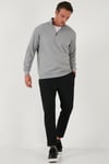 Pamuklu Regular Fit Yarım Fermuarlı Dik Yaka Erkek Sweat 5905716 GRİ