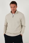 Pamuklu Regular Fit Yarım Fermuarlı Dik Yaka 2'li Paket Erkek Sweat 5905716S2 SİYAH-TAŞ