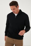 Pamuklu Regular Fit Yarım Fermuarlı Dik Yaka 2'li Paket Erkek Sweat 5905716S2 SİYAH-TAŞ