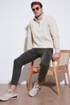 Pamuklu Regular Fit Yarım Fermuarlı Dik Yaka Erkek Sweat 59052592 KUM