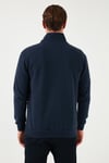 Pamuklu Regular Fit Yarım Fermuarlı Dik Yaka Erkek Kazak 456112 LACİVERT