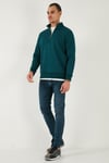 Pamuklu Regular Fit Yarım Fermuarlı Dik Yaka Erkek Sweat 59052592 PETROL