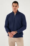 Pamuklu Regular Fit Yarım Fermuarlı Dik Yaka Erkek Sweat 5905470 İNDİGO