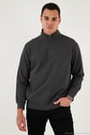 Pamuklu Regular Fit Yarım Fermuarlı Dik Yaka Erkek Sweat 5905470 ANTRASİT