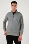 Pamuklu Regular Fit Yarım Fermuarlı Dik Yaka Erkek Sweat 5905470 AÇIK HAKİ