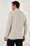 Pamuklu Regular Fit Yarım Fermuarlı Dik Yaka 2'li Paket Erkek Sweat 5905716S2 EKRU-TAŞ