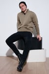 Pamuklu Regular Fit Yarım Fermuarlı Dik Yaka Erkek Sweat 59052592 Vizon Yeşili