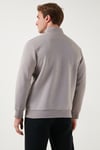 Pamuklu Regular Fit Yarım Fermuarlı Dik Yaka Erkek Sweat 59052592 Kül