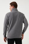 Pamuklu Regular Fit Yarım Fermuarlı Dik Yaka Erkek Kazak 456112 GRİ
