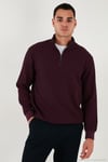 Pamuklu Regular Fit Yarım Fermuarlı Dik Yaka 2'li Paket Erkek Sweat 5905716S2 VİŞNE-SİYAH