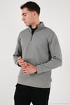 Pamuklu Regular Fit Yarım Fermuarlı Dik Yaka Erkek Sweat 5905470 AÇIK HAKİ