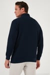 Pamuklu Regular Fit Yarım Fermuarlı Dik Yaka 2'li Paket Erkek Sweat 5905716S2 Ekru-Koyu Lacivert