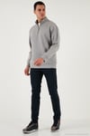 Pamuklu Regular Fit Yarım Fermuarlı Dik Yaka Erkek Sweat 5905470 GRİ