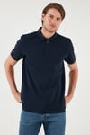 Pamuklu Regular Fit Yarım Fermuarlı Erkek Polo Yaka T Shirt 5902972 İNDİGO