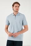 Pamuklu Regular Fit Yarım Fermuarlı Erkek Polo Yaka T Shirt 5901029 AÇIK GRİ
