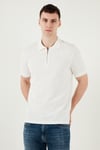 Pamuklu Regular Fit Yarım Fermuarlı Erkek Polo Yaka T Shirt 5903008 BEYAZ