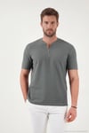 Pamuklu Regular Fit Yarım Fermuarlı Erkek T Shirt 5902653 AÇIK HAKİ