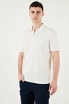 Pamuklu Regular Fit Yarım Fermuarlı Erkek Polo Yaka T Shirt 5902972 EKRU