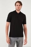 Pamuklu Regular Fit Yarım Fermuarlı Erkek Polo Yaka T Shirt 5901029 SİYAH