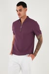 Pamuklu Regular Fit Yarım Fermuarlı Erkek T Shirt 5902653 MÜRDÜM