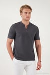 Pamuklu Regular Fit Yarım Fermuarlı Erkek T Shirt 5902653 ANTRASİT