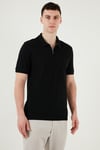Pamuklu Regular Fit Yarım Fermuarlı Erkek Polo Yaka T Shirt 5903008 SİYAH
