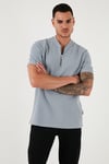 Pamuklu Regular Fit Yarım Fermuarlı Erkek T Shirt 5902653 AÇIK GRİ