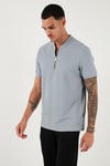Pamuklu Regular Fit Yarım Fermuarlı Erkek T Shirt 5902653 AÇIK GRİ