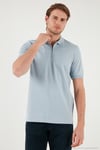 Pamuklu Regular Fit Yarım Fermuarlı Erkek Polo Yaka T Shirt 5901029 AÇIK GRİ