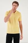 Pamuklu Regular Fit Yarım Fermuarlı Erkek Polo Yaka T Shirt 5901029 SARI