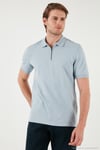 Pamuklu Regular Fit Yarım Fermuarlı Erkek Polo Yaka T Shirt 5901029 AÇIK GRİ