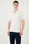 Pamuklu Regular Fit Yarım Fermuarlı Erkek Polo Yaka T Shirt 5902972 EKRU