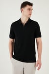 Pamuklu Regular Fit Yarım Fermuarlı Erkek Polo Yaka T Shirt 5903008 SİYAH