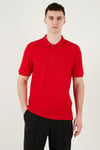 Pamuklu Regular Fit Yarım Fermuarlı Erkek Polo Yaka T Shirt 5903008 KIRMIZI
