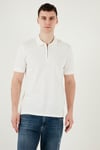 Pamuklu Regular Fit Yarım Fermuarlı Erkek Polo Yaka T Shirt 5903008 BEYAZ