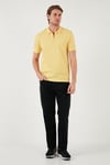 Pamuklu Regular Fit Yarım Fermuarlı Erkek Polo Yaka T Shirt 5901029 SARI