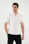 Pamuklu Regular Fit Yarım Fermuarlı Erkek T Shirt 5902653 BEYAZ