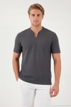 Pamuklu Regular Fit Yarım Fermuarlı Erkek T Shirt 5902653 ANTRASİT
