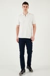 Pamuklu Regular Fit Yarım Fermuarlı Erkek Polo Yaka T Shirt 5902972 EKRU