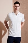 Pamuklu Regular Fit Yarım Fermuarlı Erkek Polo Yaka T Shirt 5902972 EKRU